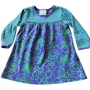 Hanna Andersson Purple and Green Floral Striped Dress